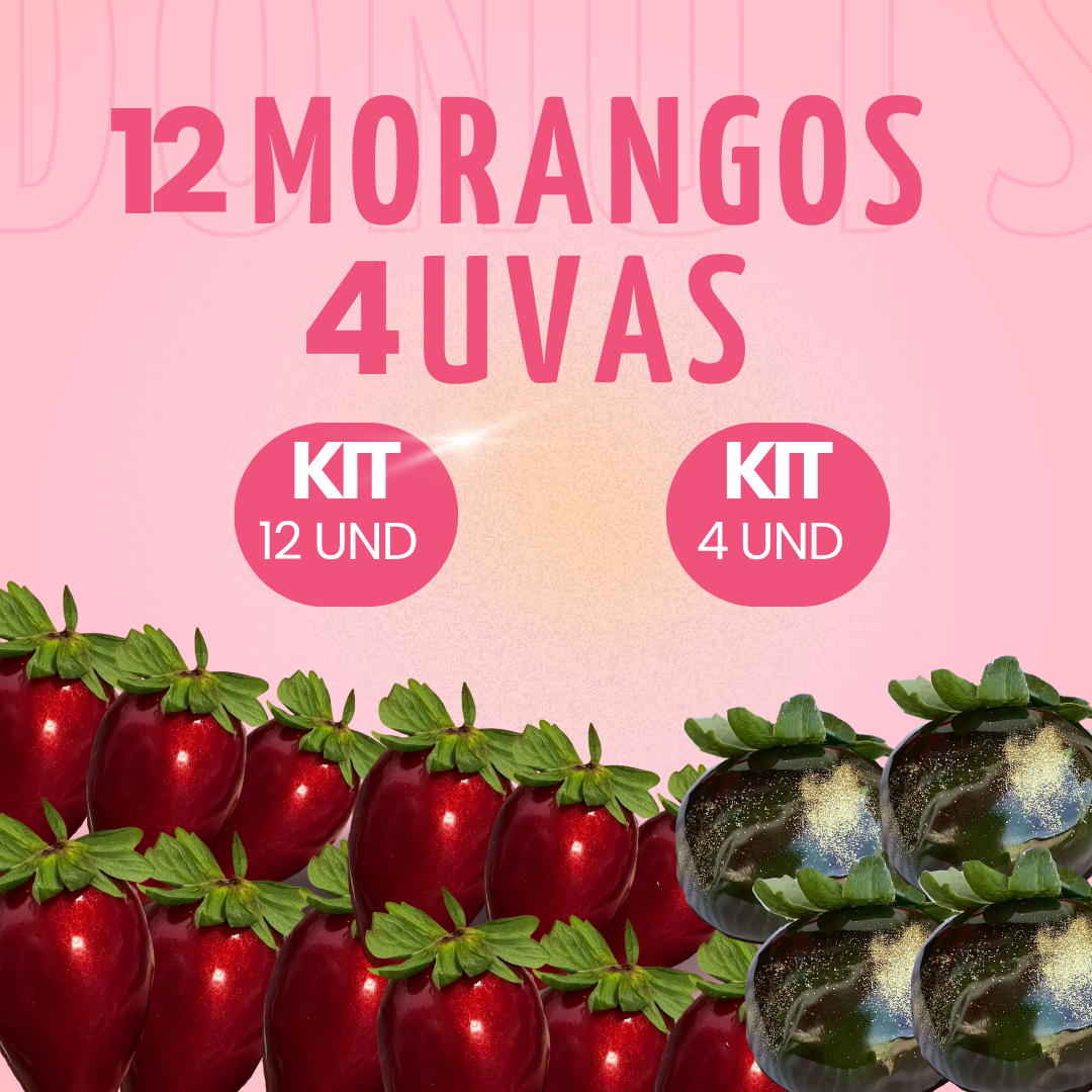 Kit 12 morangos do amor + 4 Uvas do amor