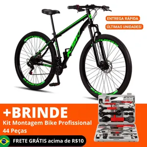 BICICLETA ARO 29 AÇO CARBONO KSVJ FREIOS A DISCO SUSPENSÃO 21V BRINDE
